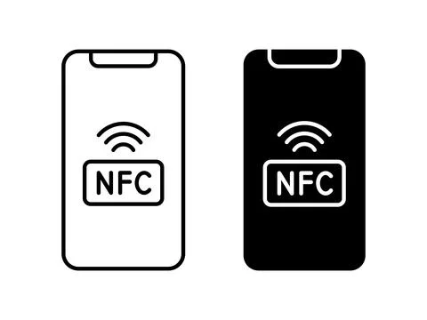 Phone with NFC technology icon. Contactless payment symbol. NFC card vector.. Stock Illustration