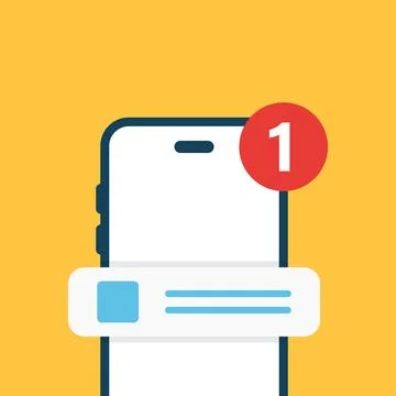 Phone notifications icon in flat style. Smartphone with new notice vector i.. Stock Illustration