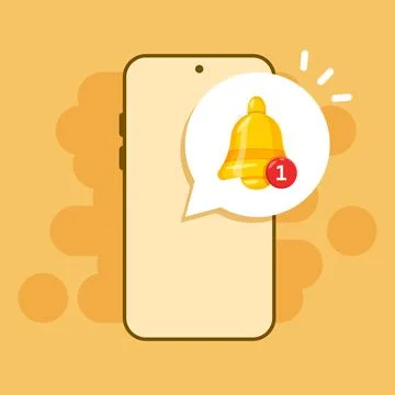 Phone notifications icon in flat style. Smartphone with new notice vector i.. Stock Illustration