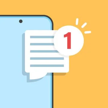 Phone notifications icon in flat style. Smartphone with new notice vector i.. Stock Illustration