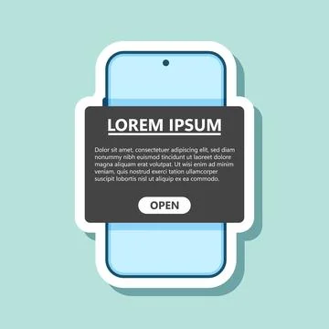 Phone notifications sticker icon in flat style. Smartphone with new notice .. Stockillustratie