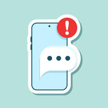 Phone notifications sticker icon in flat style. Smartphone with new notice .. Stockillustratie