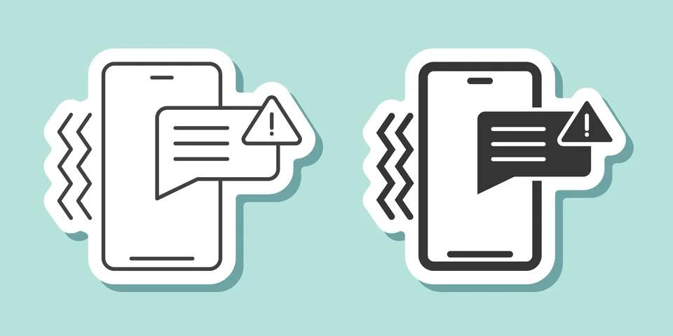 Phone notifications sticker icon in flat style. Smartphone with new notice .. Stockillustratie