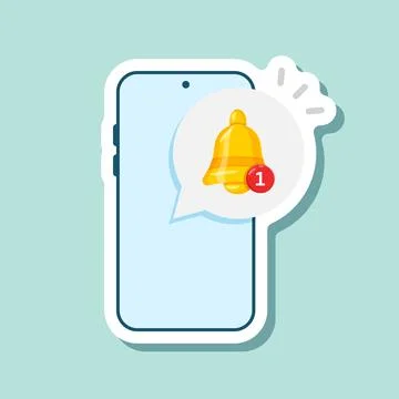 Phone notifications sticker icon in flat style. Smartphone with new notice .. Stockillustratie