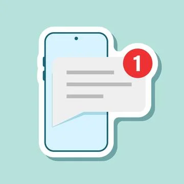 Phone notifications sticker icon in flat style. Smartphone with new notice .. Stockillustratie