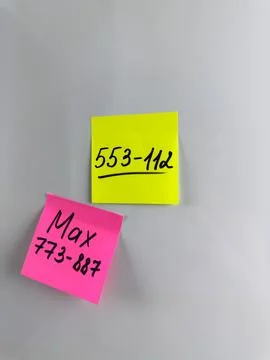 Phone numbers written down with marker to remember to call an important conta 写真素材