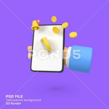 Phone online payment with floating coins isolated 3d render icon illustration PSD Template