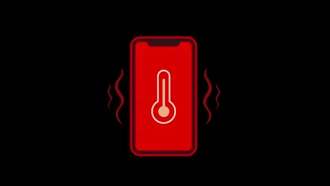 Phone overheating animation. Red warning icon and heat waves. Stock Footage 306970487