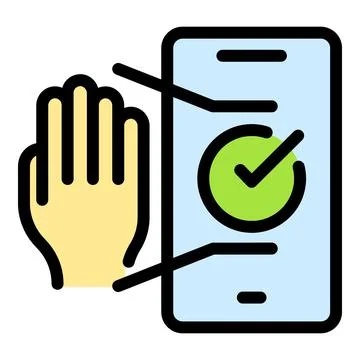 Phone palm scanning icon vector flat 스톡 일러스트