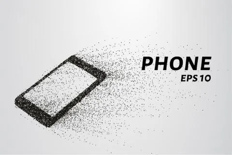 Phone from the particles. The smartphone consists of small circles and dots.. Stock Illustration