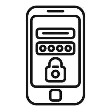 Phone password icon outline vector. Privacy policy Illustrazione stock