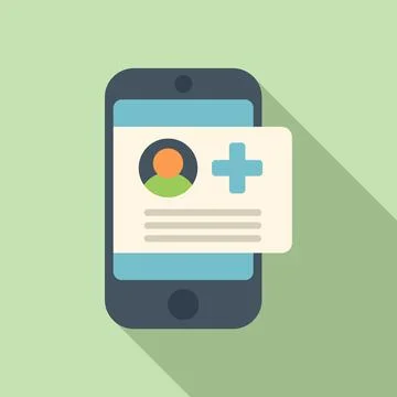 Phone patient icon flat vector. Computer record Illustrazione stock