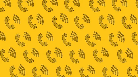 Phone pattern on yellow Stock Footage 221083110