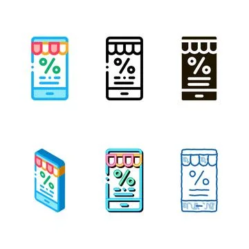 Phone percent message range icon vector outline Stock Illustration