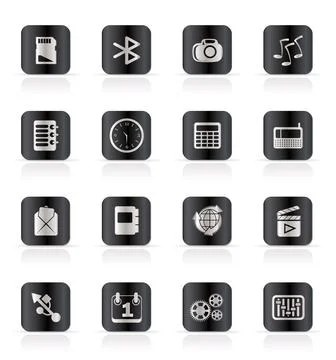 Phone  Performance, Internet and Office Icons Stock Illustration