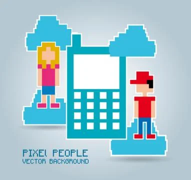 Phone  pixel design over blue background vector illustration Illustrazione stock