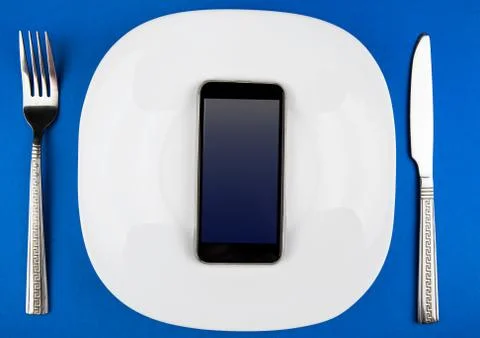 Phone in the Plate Foto stock