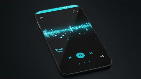 Phone is playing audio stream 3D render animation Stock Footage 164768205