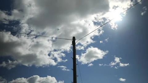 Phone Pole With Clouds Moving In Background Slow Motion Stock Footage 212078277