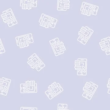 Phone problem research line seamless pattern Stock Illustration