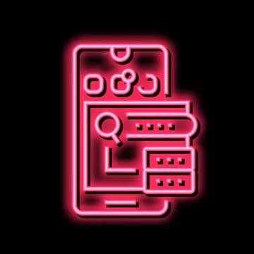 Phone problem research neon glow icon illustration 스톡 일러스트