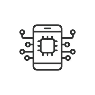 Phone processor chip, icon in line design. Phone, processor, chip, smartphone イラスト素材