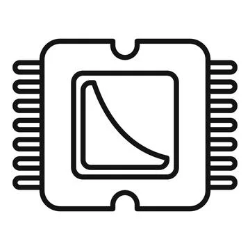 Phone processor icon, outline style Stock Illustration