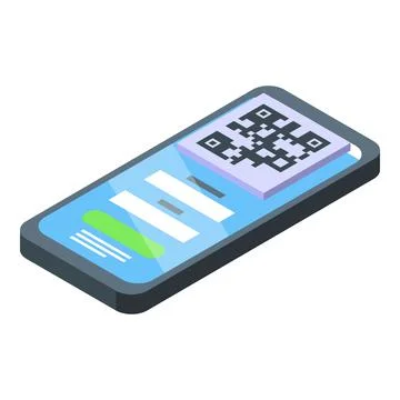 Phone qr code icon isometric vector. Work system 스톡 일러스트