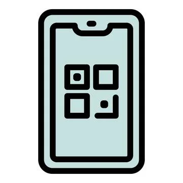 Phone qr code icon outline vector. Digital scanner Illustrazione stock