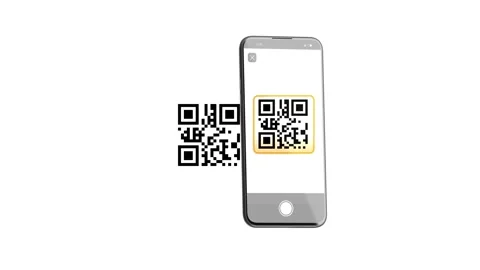 Phone qr code scanning for payment, looped switch Video stock 294202881