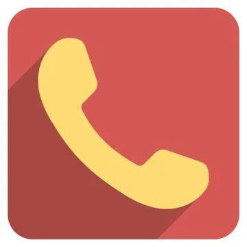 Phone Receiver Flat Rounded Square Icon with Long Shadow Stock Illustration