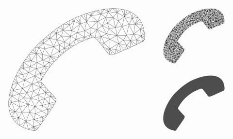 Phone Receiver Hang Up Vector Mesh 2D Model and Triangle Mosaic Icon 스톡 일러스트