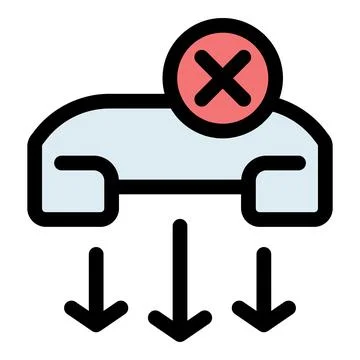 Phone receiver showing downloading error with cross mark icon Illustrazione stock