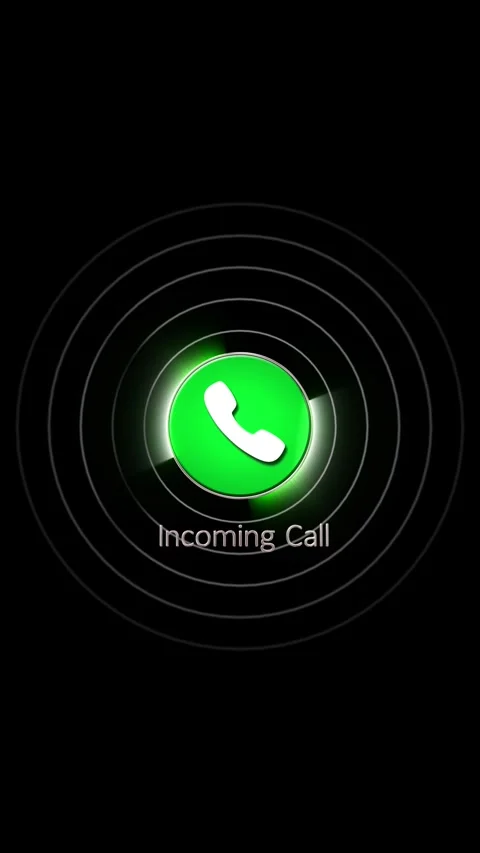 A phone receiver symbol appearing, vibrating, with an outer ring and the text In Stock Footage 341900929