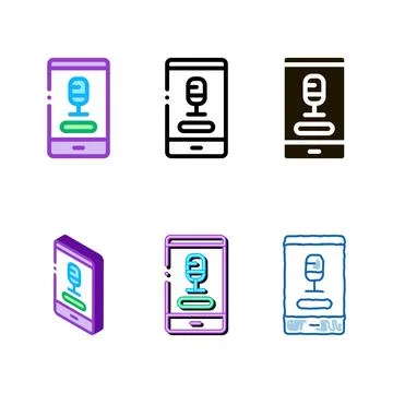 Phone recording series icon vector outline Stock Illustration