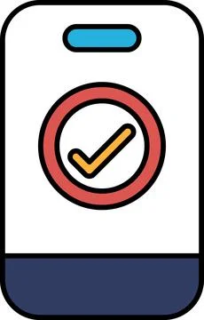 A phone with a red check mark on it Stock Illustration