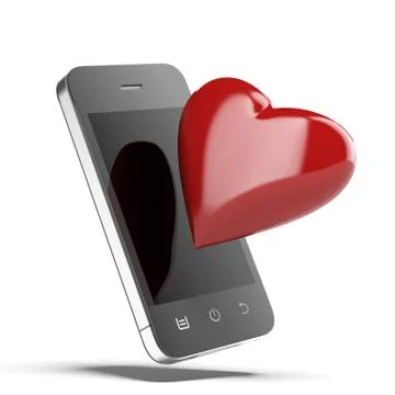Phone With Red Heart 스톡 일러스트