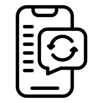 Phone refresh icon, outline style Stock Illustration