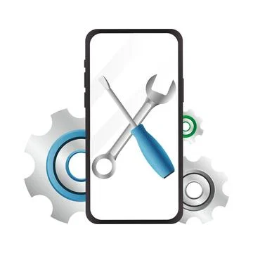 Phone repair. Phone settings. Vector illustration Stock Illustration