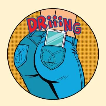 Phone ringing, back pocket jeans women Stock Illustration