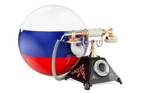 Phone with Russian flag. Communication services in Russia, concept. 3D render Stock Illustration