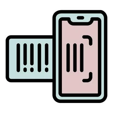 Phone scan qr code icon outline vector. Mobile smartphone Illustrazione stock