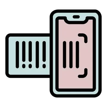 Phone scan qr code icon outline . Mobile smartphone 스톡 일러스트