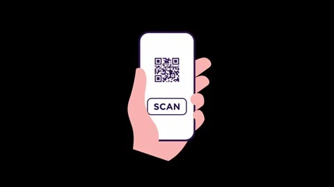Phone with scan QR code to pay icon Animation. 4K Stock Footage 252200926