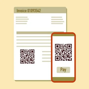Phone scan qr code for payment invoice. Vector Stock Illustration