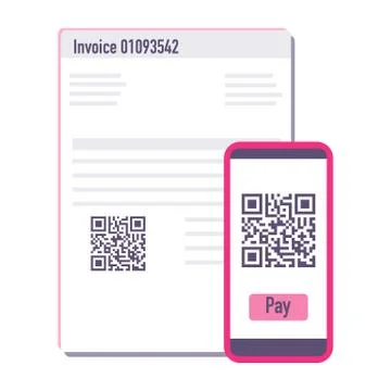 Phone scan qr code for payment invoice. Vector Stock Illustration