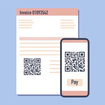 Phone scan qr code for payment invoice. Vector イラスト素材
