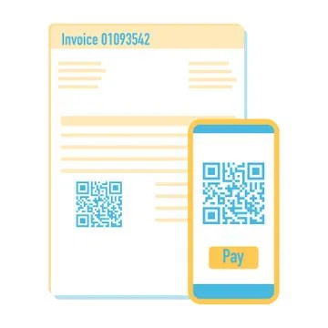 Phone scan qr code for payment invoice. Vector Stock Illustration