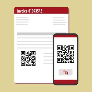 Phone scan qr code for payment invoice. Vector Stock Illustration