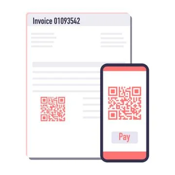 Phone scan qr code for payment invoice. Vector Stock Illustration